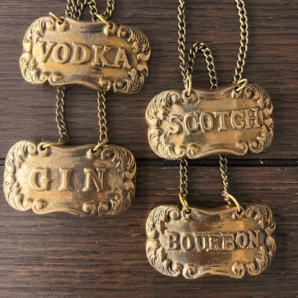 Vintage Decanter Tags- set of 4